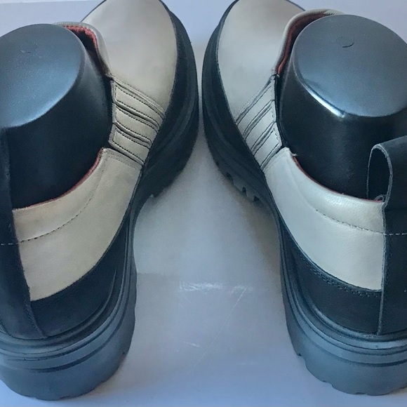 #096 Free People Sz 6.5 Oxford Loafers | Platform/ Chunk Heel GrayWhiteBlackRed - Picture 8 of 10